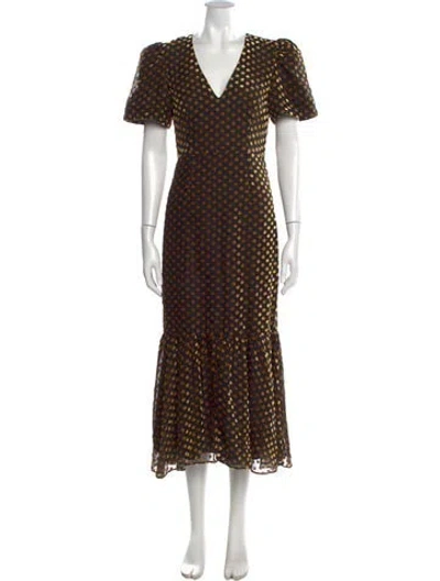Pre-owned Rhode Polka Dot Print Long Dress In Black