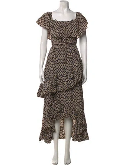 Pre-owned Rhode Polka Dot Print Long Dress In Neutral