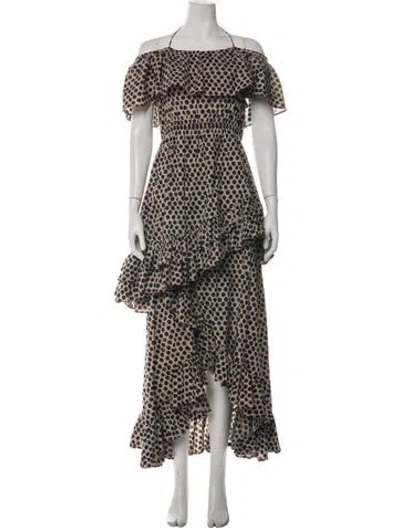 Pre-owned Rhode Polka Dot Print Long Dress In Neutrals