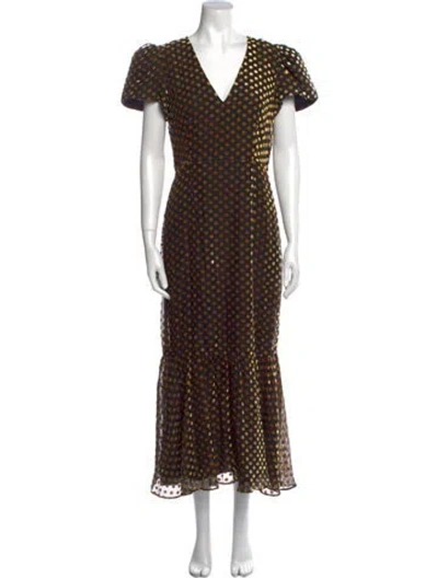 Pre-owned Rhode Polka Dot Print Midi Length Dress In Black