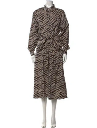 Pre-owned Rhode Polka Dot Print Midi Length Dress In Brown