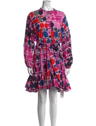 Pre-owned Rhode Polka Dot Print Midi Length Dress In Pink