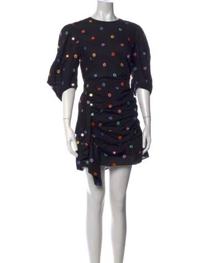 Pre-owned Rhode Polka Dot Print Mini Dress In Black/blue/yellow