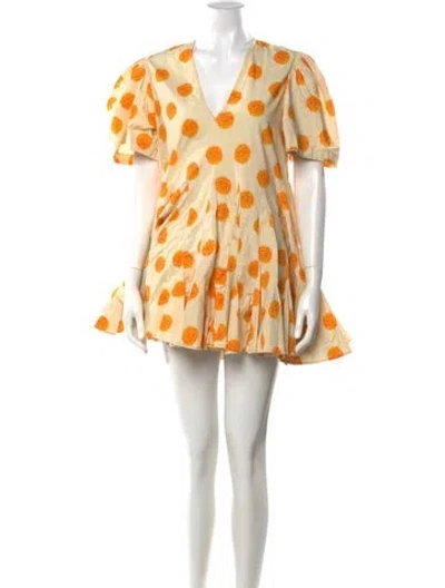 Pre-owned Rhode Polka Dot Print Mini Dress In Orange