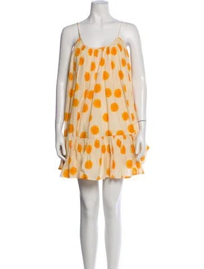 Pre-owned Rhode Polka Dot Print Mini Dress In Yellow