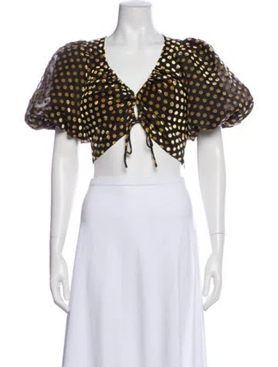 Pre-owned Rhode Polka Dot Print V-neck Crop Top W/ Tags In Multi