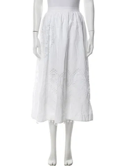 Pre-owned Rhode Pom-pom Embellishments Midi Length Skirt In White