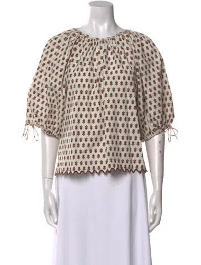 Pre-owned Rhode Printed Bateau Neckline Blouse In Neutral