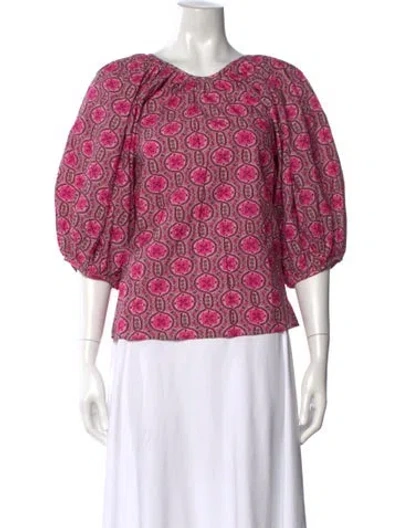 Pre-owned Rhode Printed Bateau Neckline Blouse W/ Tags In Pink