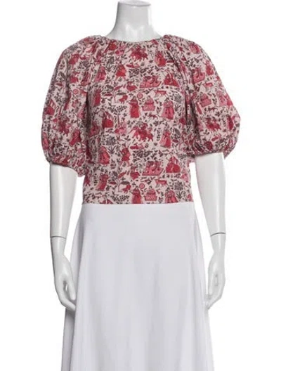 Pre-owned Rhode Printed Crew Neck Blouse In Red