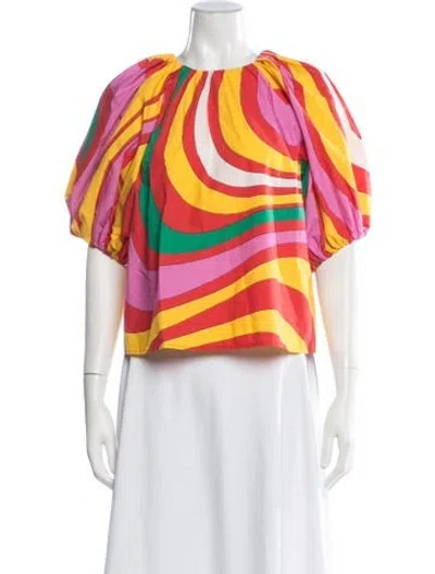 Pre-owned Rhode Printed Crew Neck Blouse In Red/yellow