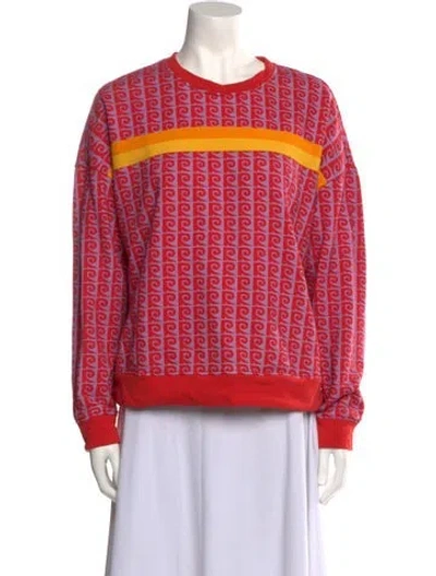 Pre-owned Rhode Printed Crew Neck Sweater In Red