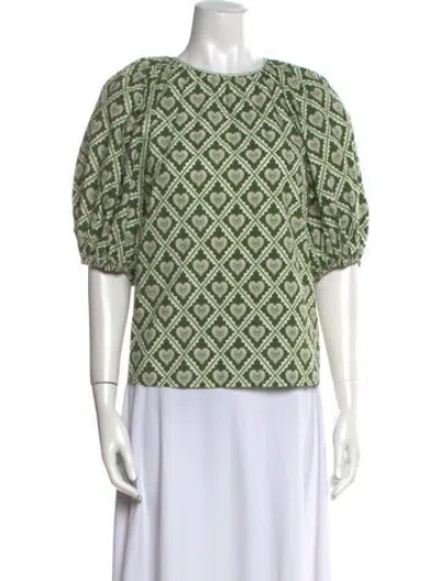 Pre-owned Rhode Printed Crew Neck Top In Green