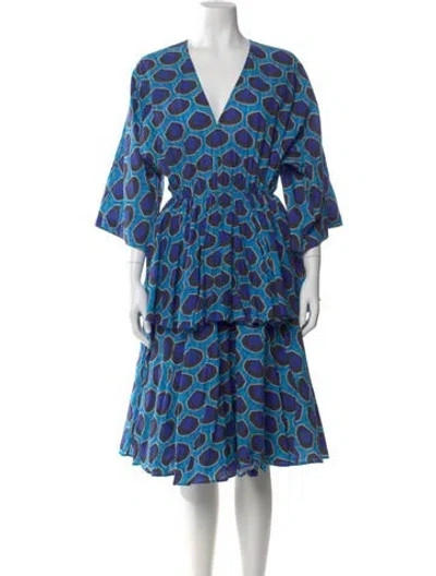 Pre-owned Rhode Printed Knee-length Dress In Blue