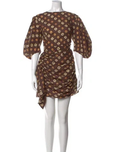 Pre-owned Rhode Printed Knee-length Dress In Brown