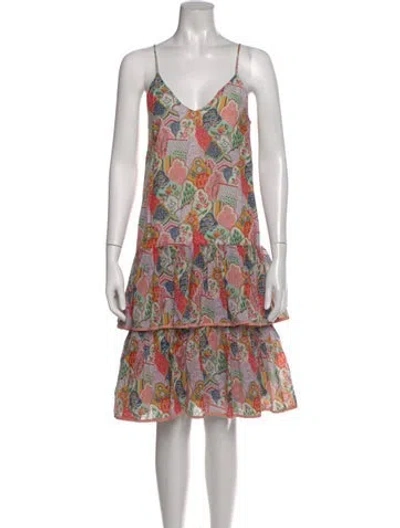 Pre-owned Rhode Printed Knee-length Dress In Pink