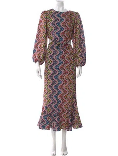 Pre-owned Rhode Printed Long Dress In Black