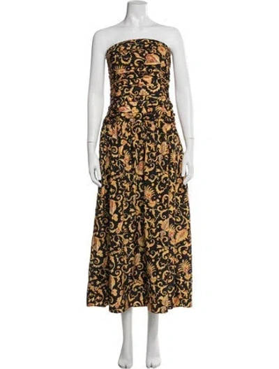 Pre-owned Rhode Printed Long Dress In Black