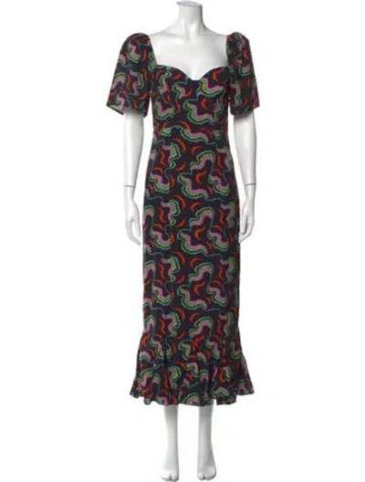 Pre-owned Rhode Printed Long Dress In Black