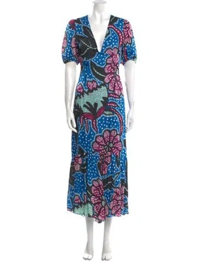 Pre-owned Rhode Printed Long Dress In Blue
