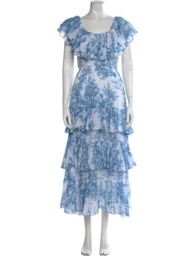 Pre-owned Rhode Printed Long Dress In Blue