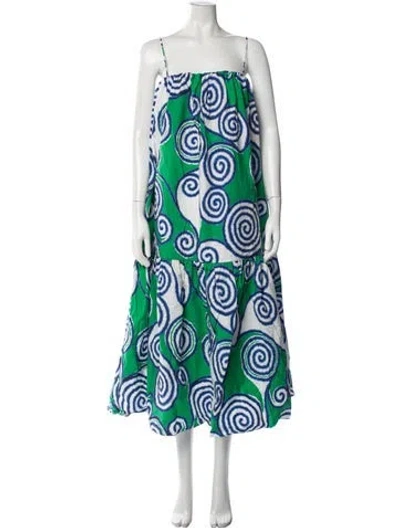 Pre-owned Rhode Printed Long Dress In Blue