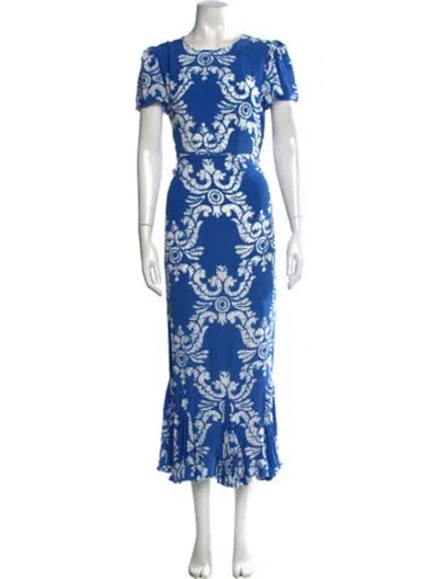 Pre-owned Rhode Printed Long Dress In Blue