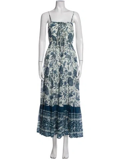 Pre-owned Rhode Printed Long Dress In Blue/neutrals