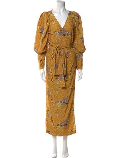 Pre-owned Rhode Printed Long Dress In Gold