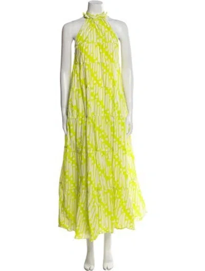 Pre-owned Rhode Printed Long Dress In Green