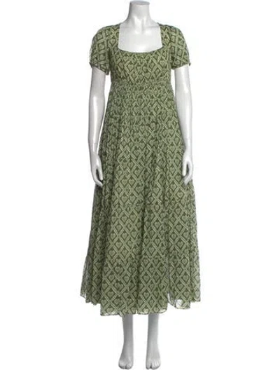 Pre-owned Rhode Printed Long Dress In Green