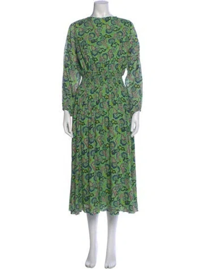 Pre-owned Rhode Printed Long Dress In Green