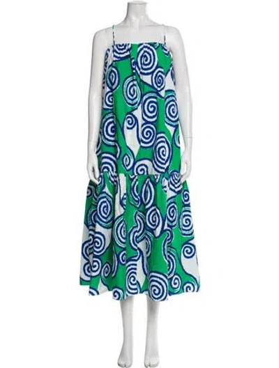 Pre-owned Rhode Printed Long Dress In Green