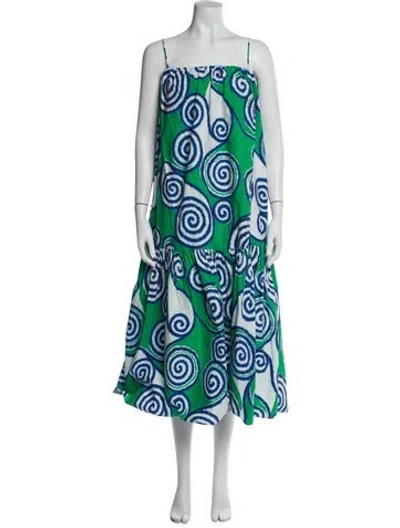 Pre-owned Rhode Printed Long Dress In Green