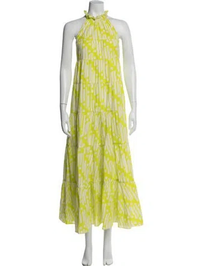 Pre-owned Rhode Printed Long Dress In Green