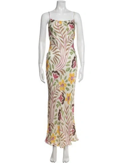 Pre-owned Rhode Printed Long Dress In Green/neutrals