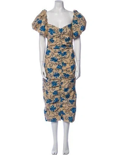 Pre-owned Rhode Printed Long Dress In Neutral