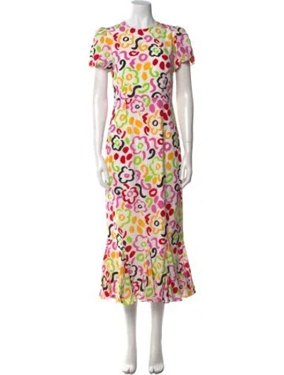 Pre-owned Rhode Printed Long Dress In Neutral