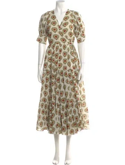 Pre-owned Rhode Printed Long Dress In Neutral