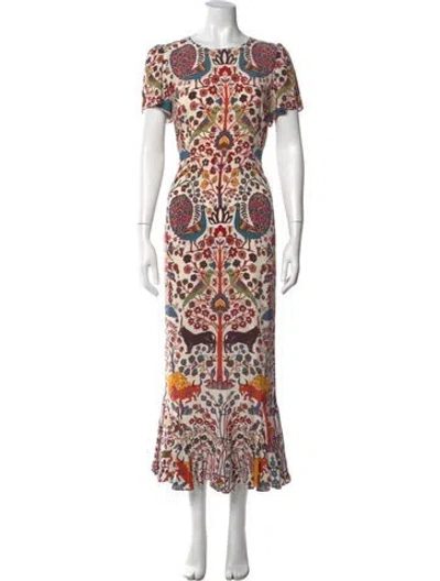 Pre-owned Rhode Printed Long Dress In Neutral