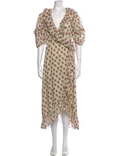 Pre-owned Rhode Printed Long Dress In Neutrals