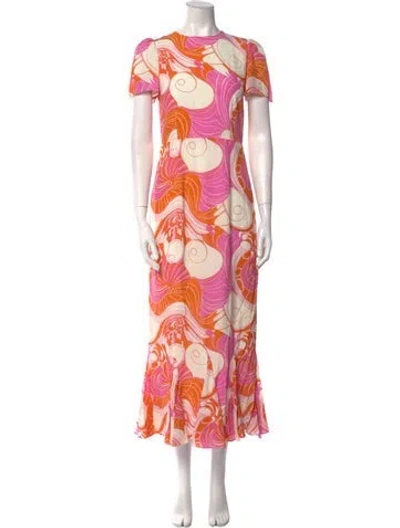 Pre-owned Rhode Printed Long Dress In Orange