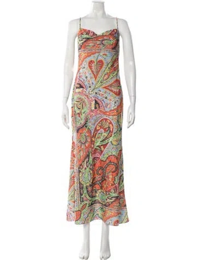 Pre-owned Rhode Printed Long Dress In Orange