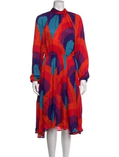 Pre-owned Rhode Printed Long Dress In Orange