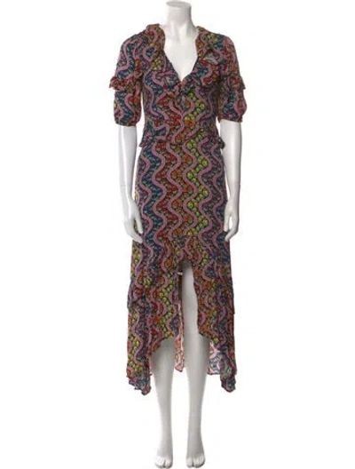 Pre-owned Rhode Printed Long Dress In Pink