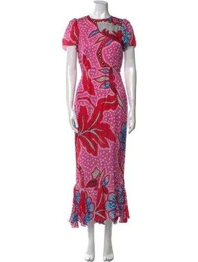 Pre-owned Rhode Printed Long Dress In Pink