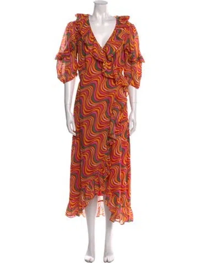 Pre-owned Rhode Printed Long Dress In Pink