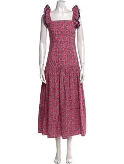 Pre-owned Rhode Printed Long Dress In Pink