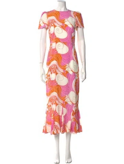 Pre-owned Rhode Printed Long Dress In Pink