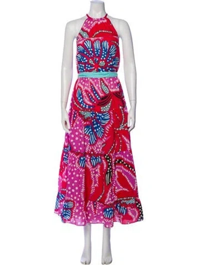 Pre-owned Rhode Printed Long Dress In Pink